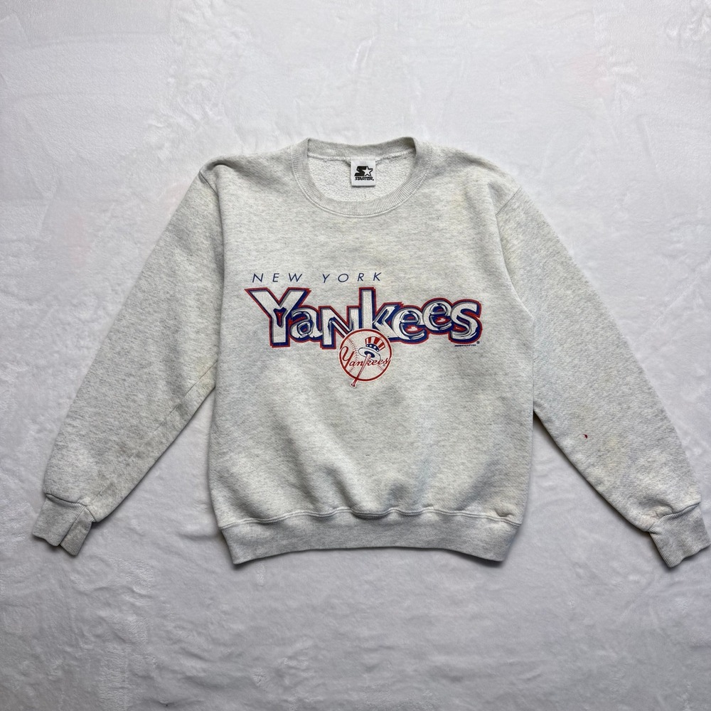 VINTAGE STARTER NEW YORK YANKEES YOUTH L SWEATSHIRT GRAY‎ MLB BASEBALL